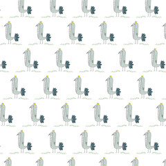 doodle cute bird theme pattern background