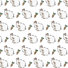 vector illustration of outline lovely bunny pattern on a white background,hand drawing rabbit graphic