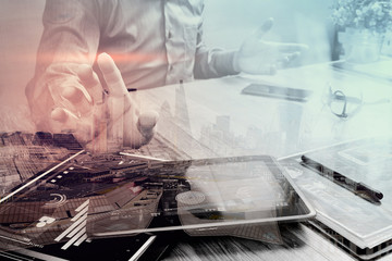 businessman working with digital tablet computer and smart phone