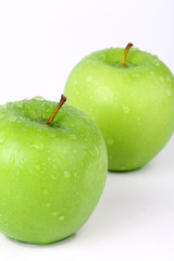 Fresh apples on the white background