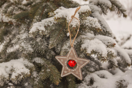 Star with red bells on a Christmas tree  (mass produced products