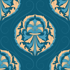 Damask Seamless Pattern in the Oriental Style. Elegant Luxury Texture for Textile, Wallpapers, Backgrounds and Wrapping.
