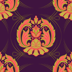 Damask Seamless Pattern in the Oriental Style. Elegant Luxury Texture for Textile, Wallpapers, Backgrounds and Wrapping.