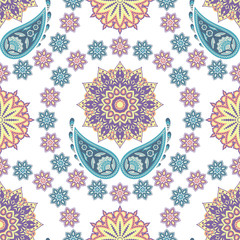 Ethnic Floral Seamless Pattern in The Oriental Style. Elegant Luxury Texture for Textile, Wallpapers, Backgrounds and Wrapping.