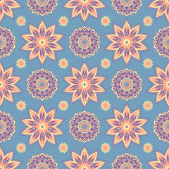 Ethnic Floral Seamless Pattern in The Oriental Style. Elegant Luxury Texture for Textile, Wallpapers, Backgrounds and Wrapping.