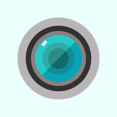 camera round lens photography app logo reflective glass simple flat vector