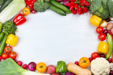 Fresh vegetables on wooden background