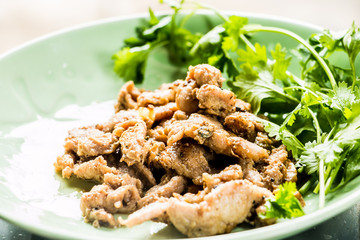 fried pork in plate