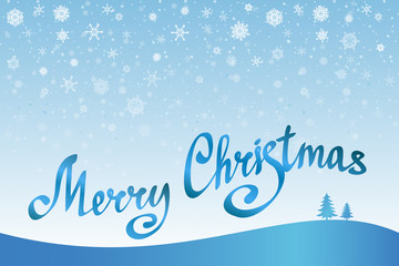 Holiday Background with snowflakes and "Merry Christmas" 