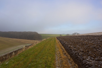 plowed field and valley