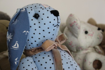Blue Spotted Soft Toy Rabbit