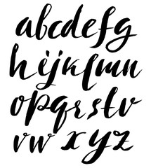 Hand drawn font made by dry brush strokes. Grunge style alphabet