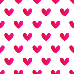 Heart signs seamless pattern, vector background. Cute pink repeated texture for valentine day cards.