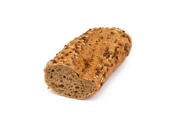 Sliced baguette isolated on white background