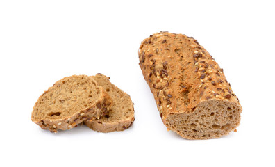 Sliced baguette isolated on white background