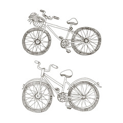 Obraz premium Vector sketchy two bycicles
