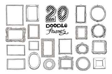 Ręcznie rysowane doodle zestaw ramek - 131960758