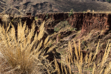 View showing erosion from Miandrivazo highland area, Toliara Province, Madagascar.