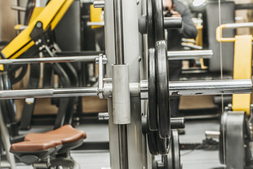 Naklejka premium Dumbbell or barbell in gym