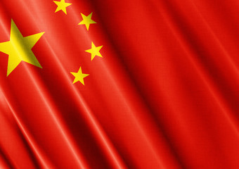 China waving flag close