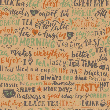  pattern of words about tea.