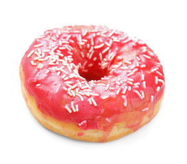 Delicious donut on white background