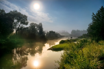 Fototapeta premium Moon light at night over river