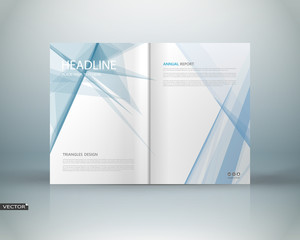 Abstract binder art. White a4 brochure cover design. Info banner mockup. Elegant ad flyer text font. Title sheet model set. Fancy vector front page. Blurb texture. Blue lines, light rays figure icon
