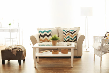 Modern living room with sofa and furniture