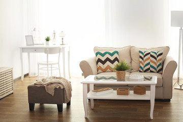 Modern living room with sofa and furniture