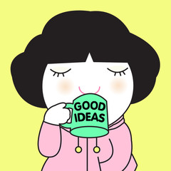 Coffee Is Always A good Idea Concept Card Character illustration