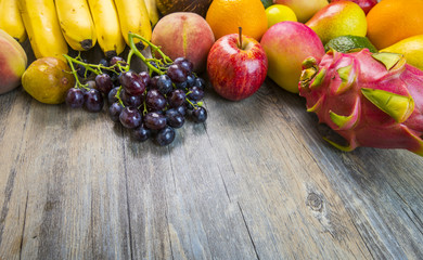 fruits on wooden background
