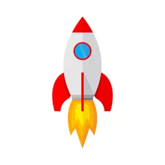 Foto op Canvas Spaceship icon in flat design. Vector illustration. © chekman