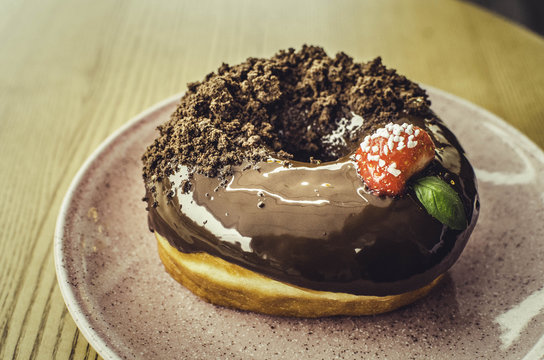 Vegan donut with cholocate