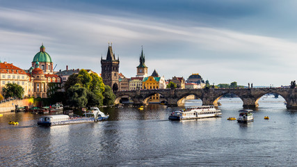Fototapeta premium Charles bridge in Prague at sunset