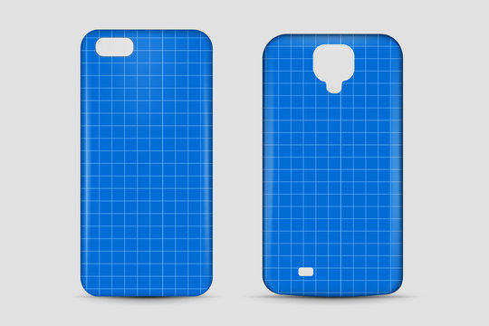 Blank phone case. Cover mockup. Vector illustration.