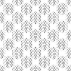 Abstract seamless pattern with cubes of lines and dots. Modern stylish texture. Geometric background
