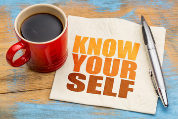 Know yourself concept on napkin