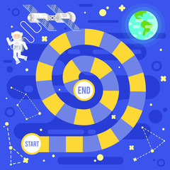 illustration of kids science and space board game.
