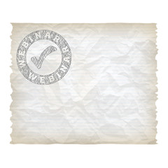 Vector crumpled lined paper and hand written webinar icon
