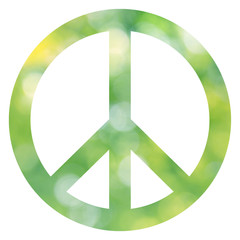 peace sign with green bokeh