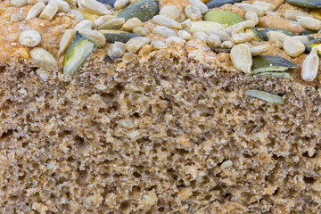 Fresh wholemeal bread made of spelled, sunflower seeds and pumpkin seeds
