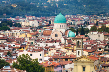 Fototapeta na wymiar skyline of Florence city with Great Synagogue