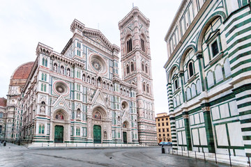 view of Florence Duomo and campanile in morning