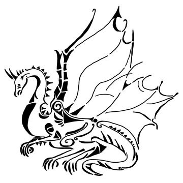 Dragon tribal ink tattoo concept design digital art