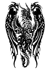 Fototapeta premium Dragon tribal ink tattoo concept design digital art