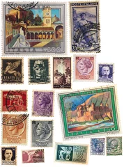 Cercles muraux Imagination Vieux timbres italiens