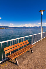 Obraz premium view of pier in wasserburg