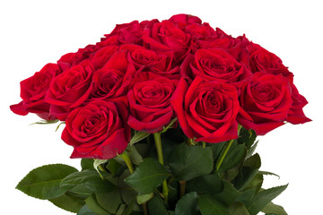 Bouquet of fresh valentine red roses isolated