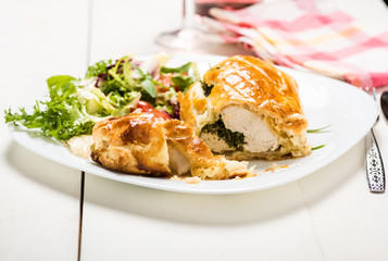chicken breast stuffed spinach in puff pastry